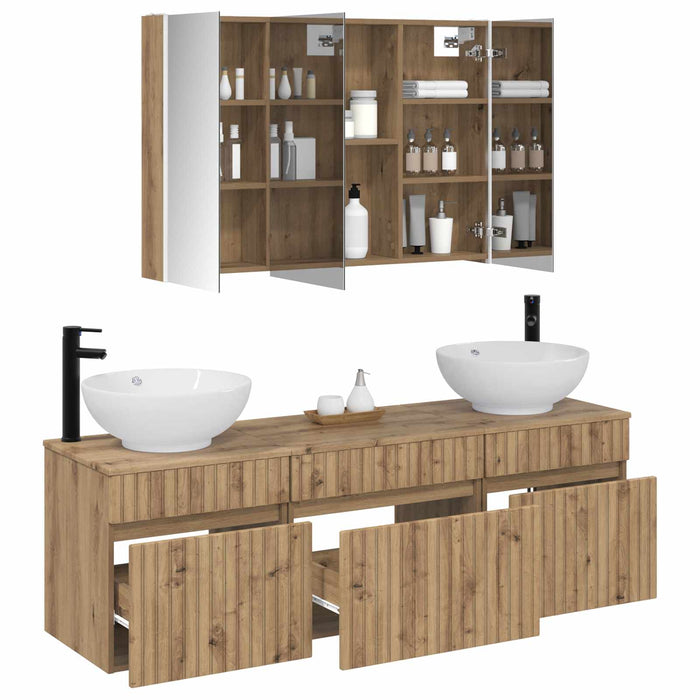 Set dulap baie 4 pcs Stejar Artizanal 103,5 x 15,5 x 70 cm WALTI