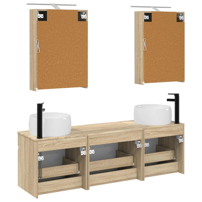 Set dulap baie 5 pcs Stejar Sonoma 50 x 14,5 x 70 cm WALTI