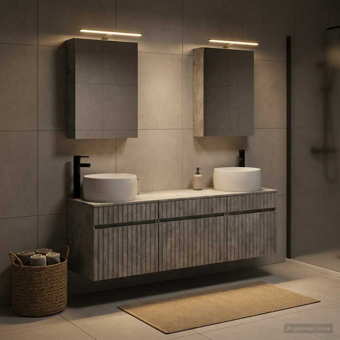 Set dulap baie 5 buc. Gri Beton Lemn prelucrat - WALTI WALTI