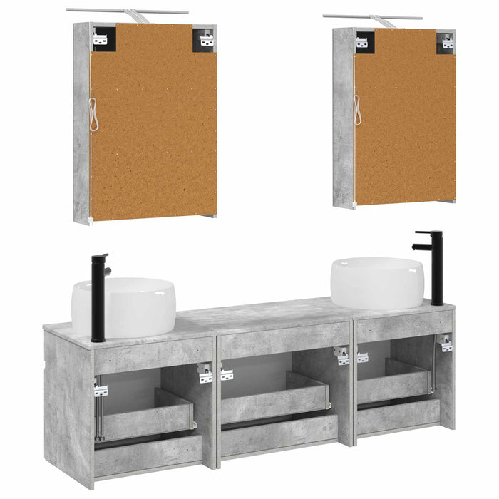 Set dulap baie 5 pcs Gri Beton 50 x 14,5 x 70 cm Lemn prelucrat WALTI