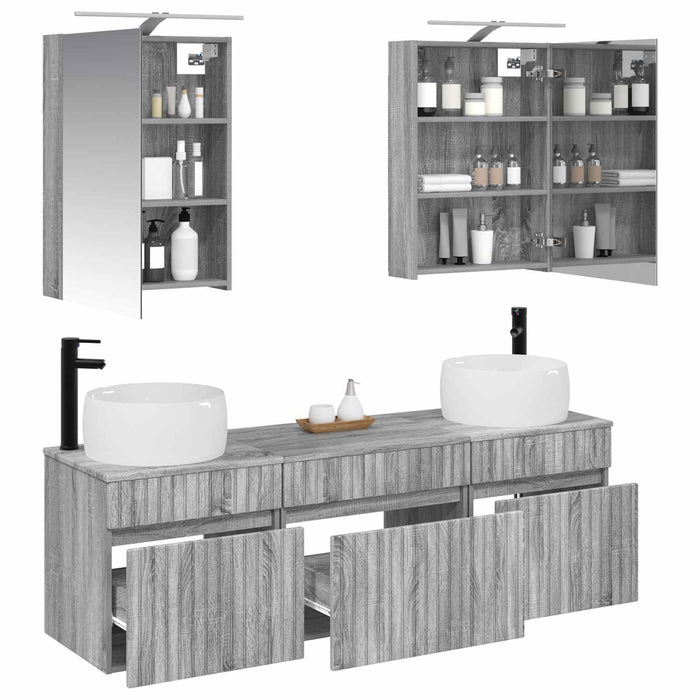 Set dulap baie 5 pcs Sonoma gri 50 x 14,5 x 70 cm WALTI