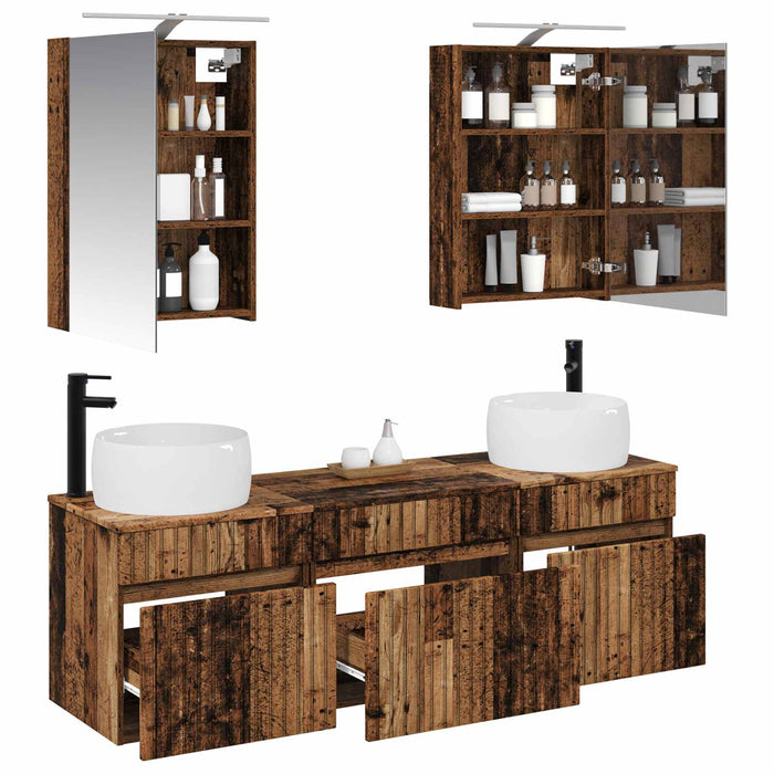 Set dulap baie 5 pcs Lemn vechi 50 x 14,5 x 70 cm WALTI