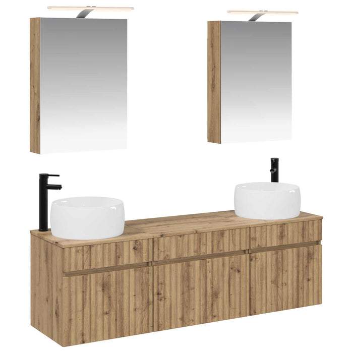 Set dulap baie 5 pcs Stejar Artizanal 50 x 14,5 x 70 cm WALTI