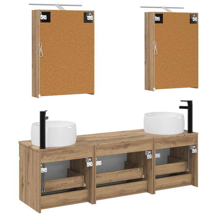 Set dulap baie 5 pcs Stejar Artizanal 50 x 14,5 x 70 cm WALTI