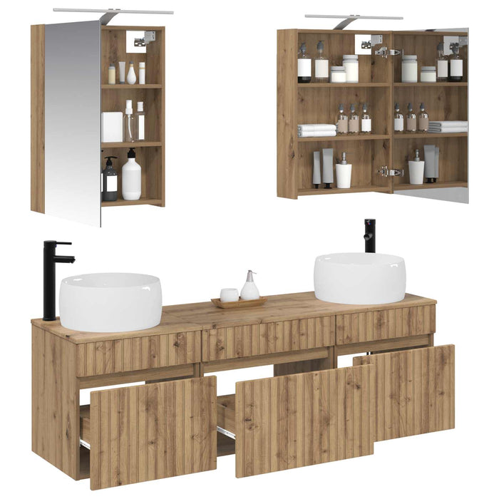 Set dulap baie 5 pcs Stejar Artizanal 50 x 14,5 x 70 cm WALTI