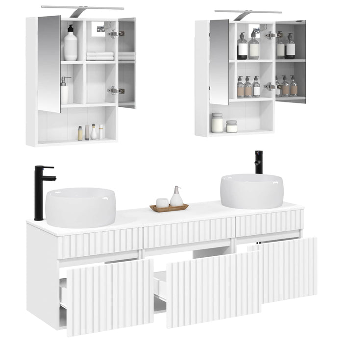 Set dulap baie 5 pcs Alb 50 x 14,5 x 70 cm Lemn prelucrat WALTI