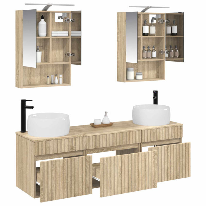 Set dulap baie 5 pcs Stejar Sonoma 50 x 14,5 x 70 cm WALTI