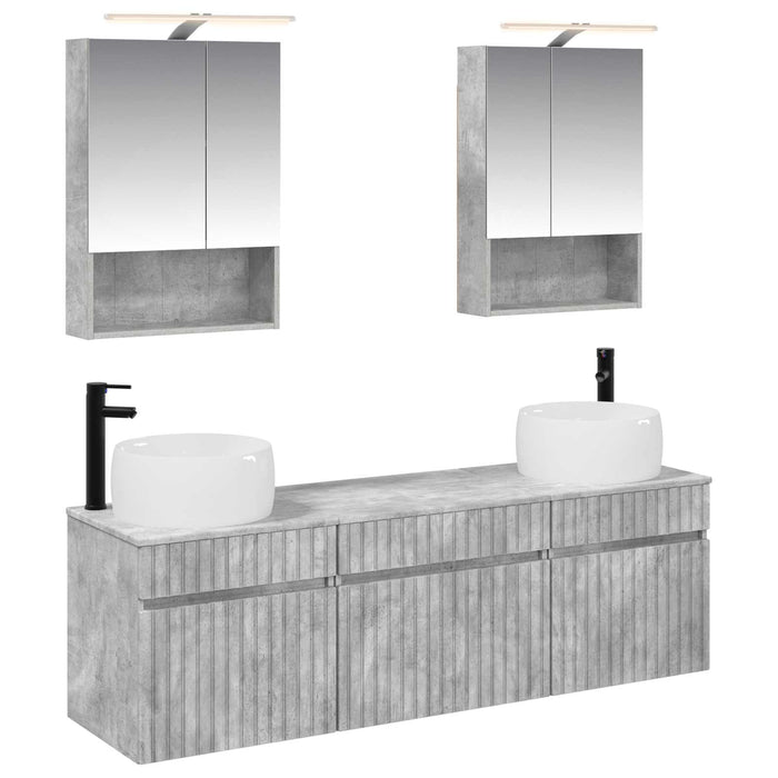 Set dulap baie 5 pcs Gri Beton 50 x 14,5 x 70 cm Lemn prelucrat WALTI