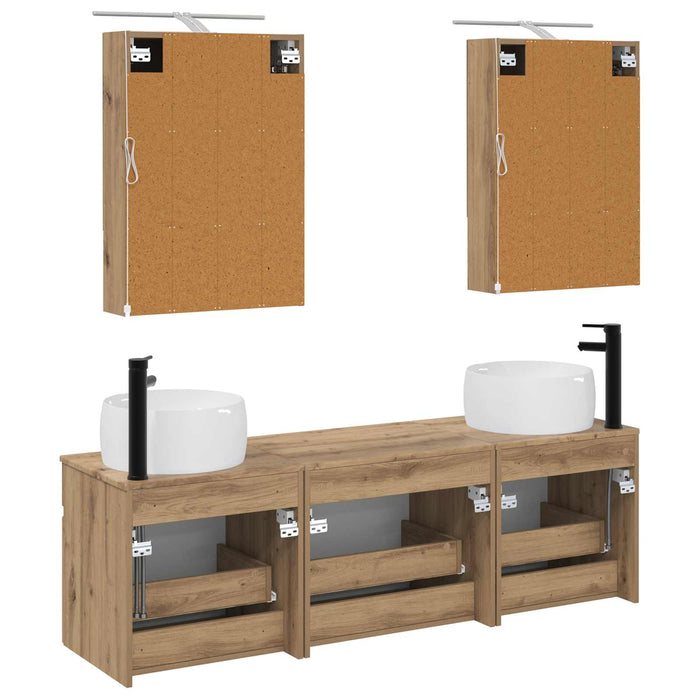 Set dulap baie 5 pcs Stejar Artizanal 50 x 14,5 x 70 cm WALTI