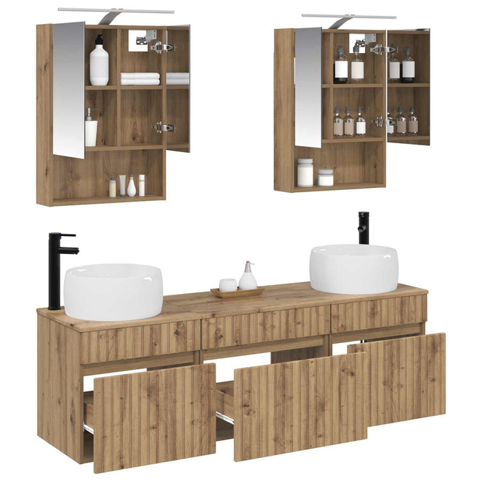 Set dulap baie 5 pcs Stejar Artizanal 50 x 14,5 x 70 cm WALTI