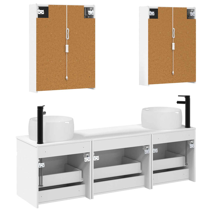 Set dulap baie 5 pcs Alb 53 x 15,5 x 70 cm Lemn prelucrat WALTI