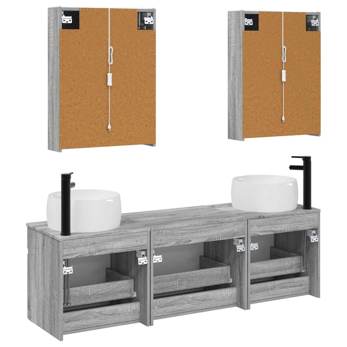 Set dulap baie 5 pcs Sonoma gri 53 x 15,5 x 70 cm WALTI