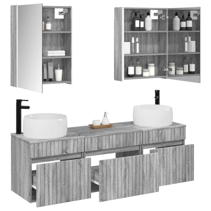 Set dulap baie 5 pcs Sonoma gri 53 x 15,5 x 70 cm WALTI