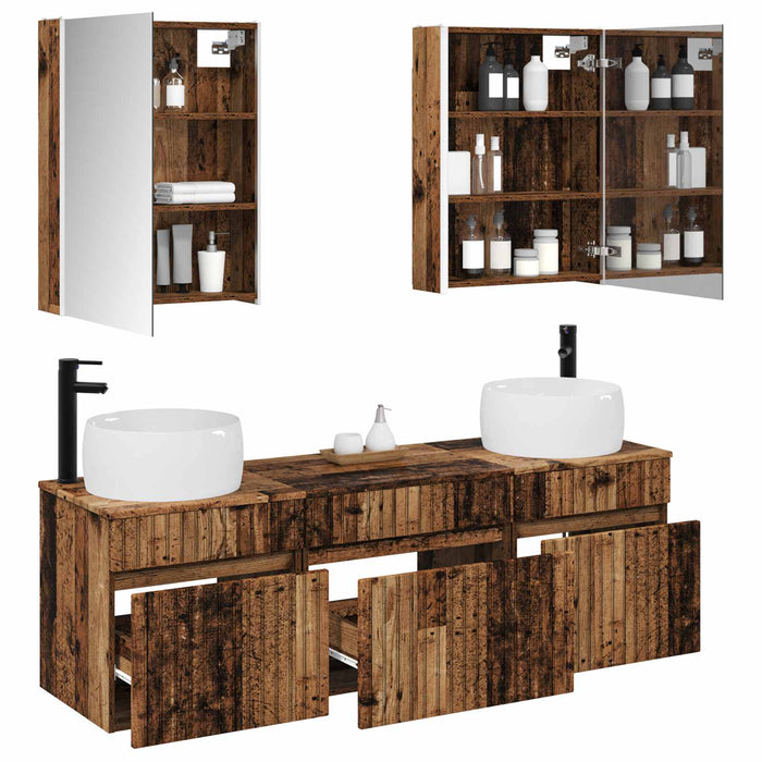 Set dulap baie 5 pcs Lemn vechi 53 x 15,5 x 70 cm WALTI