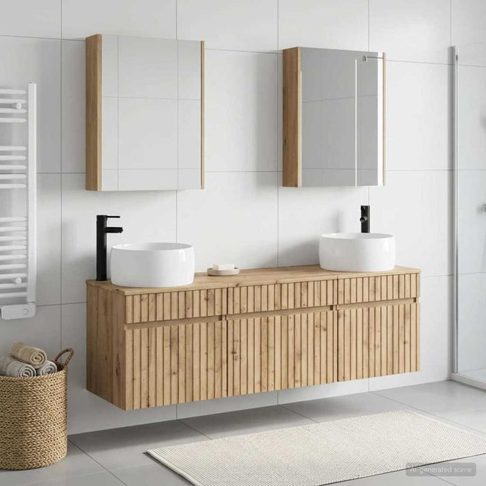Set dulap baie 5 buc. Stejar Artizanal Lemn prelucrat WALTI
