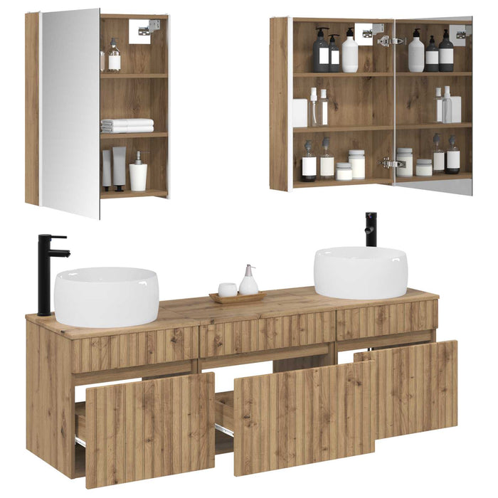 Set dulap baie 5 pcs Stejar Artizanal 53 x 15,5 x 70 cm WALTI