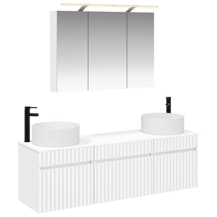 Set dulap baie 4 pcs Alb 100 x 14,5 x 70 cm Lemn prelucrat WALTI