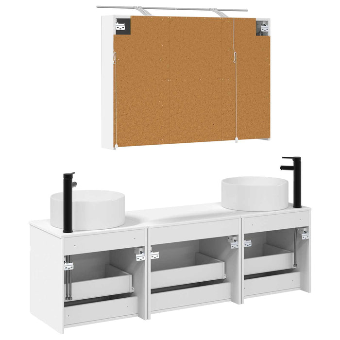 Set dulap baie 4 pcs Alb 100 x 14,5 x 70 cm Lemn prelucrat WALTI