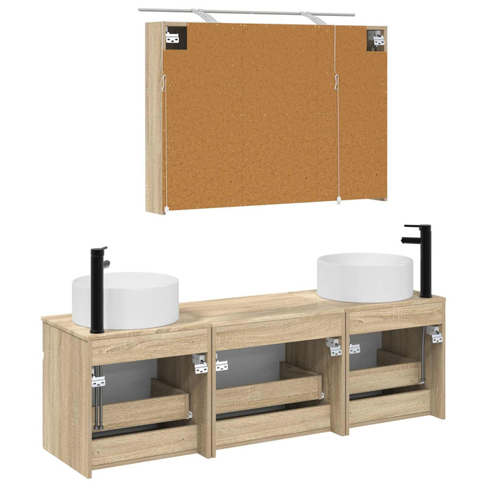 Set dulap baie 4 pcs Stejar Sonoma 100 x 14,5 x 70 cm WALTI