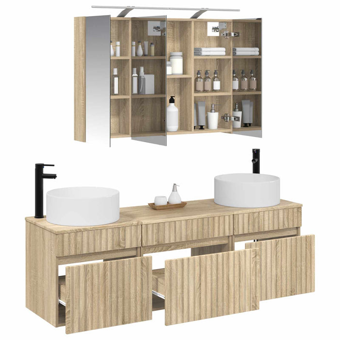 Set dulap baie 4 pcs Stejar Sonoma 100 x 14,5 x 70 cm WALTI