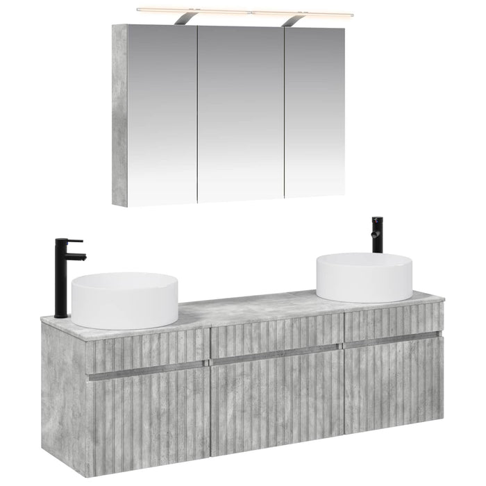 Set dulap baie 4 pcs Gri Beton 100 x 14,5 x 70 cm WALTI