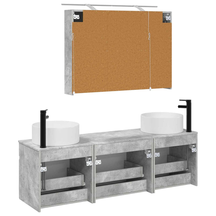 Set dulap baie 4 pcs Gri Beton 100 x 14,5 x 70 cm WALTI
