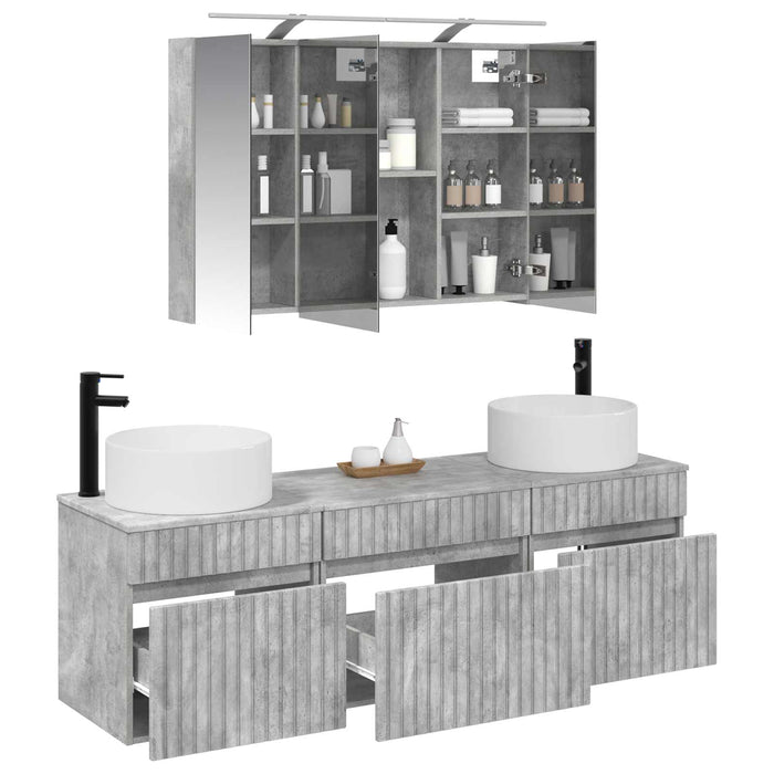 Set dulap baie 4 pcs Gri Beton 100 x 14,5 x 70 cm WALTI