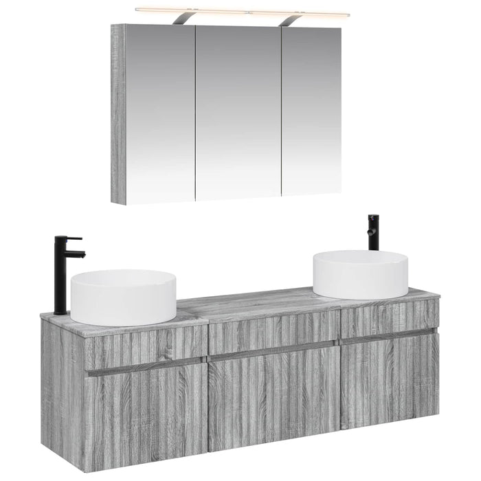 Set dulap baie 4 pcs Sonoma gri 100 x 14,5 x 70 cm WALTI