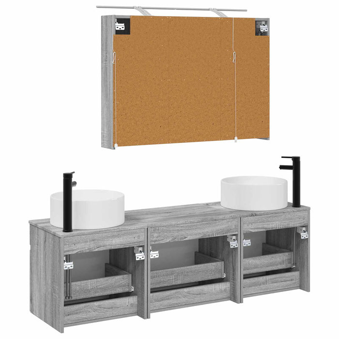 Set dulap baie 4 pcs Sonoma gri 100 x 14,5 x 70 cm WALTI