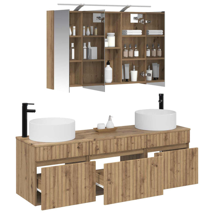 Set dulap baie 4 pcs Stejar Artizanal 100 x 14,5 x 70 cm WALTI