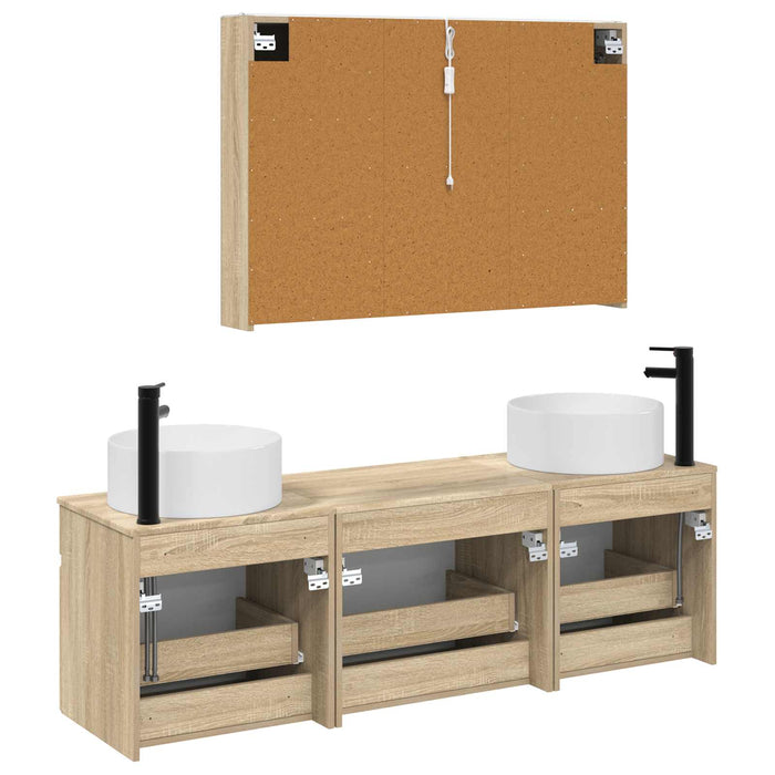 Set dulap baie 4 pcs Stejar Sonoma 103,5 x 15,5 x 70 cm WALTI