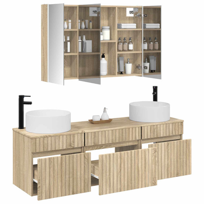 Set dulap baie 4 pcs Stejar Sonoma 103,5 x 15,5 x 70 cm WALTI