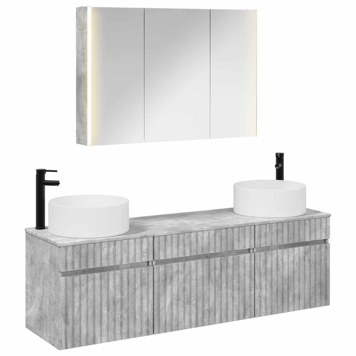 Set dulap baie 4 pcs Gri Beton 103,5 x 15,5 x 70 cm WALTI