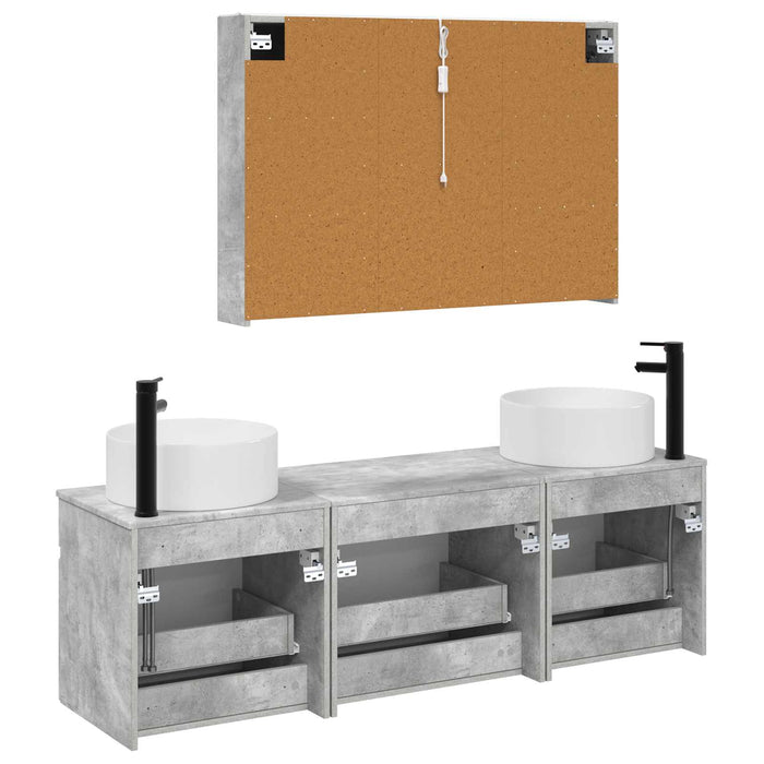 Set dulap baie 4 pcs Gri Beton 103,5 x 15,5 x 70 cm WALTI