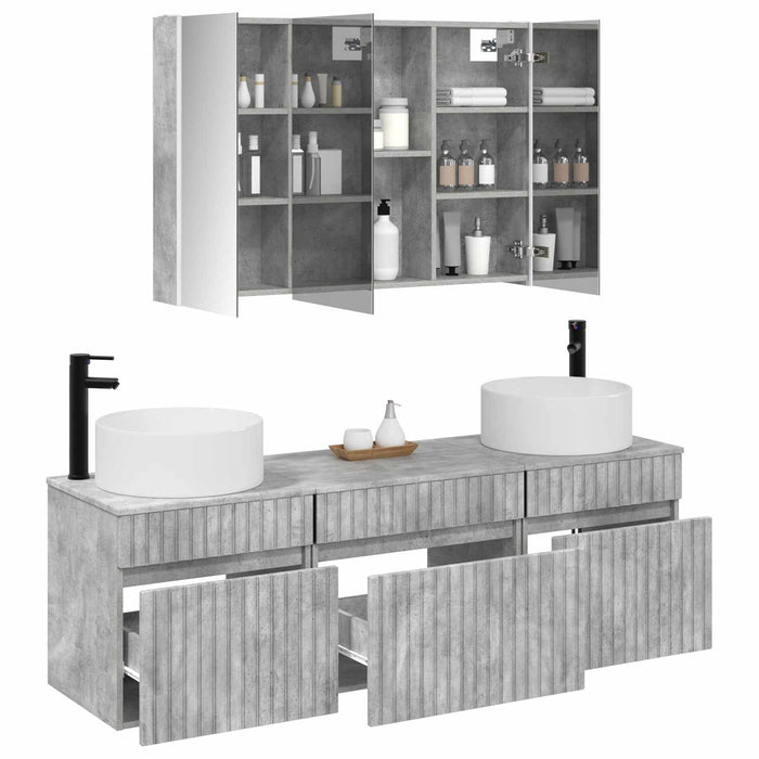 Set dulap baie 4 pcs Gri Beton 103,5 x 15,5 x 70 cm WALTI
