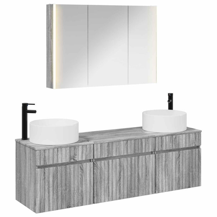 Set dulap baie 4 pcs Sonoma gri 103,5 x 15,5 x 70 cm WALTI