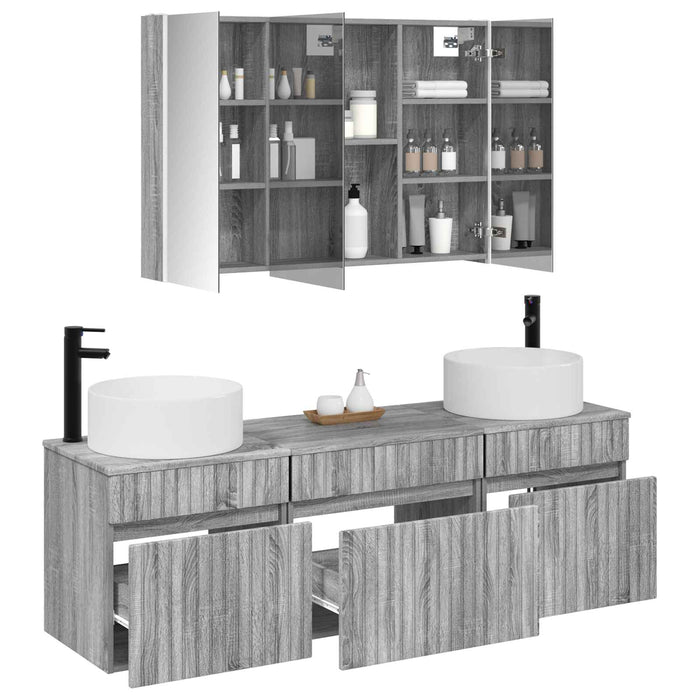 Set dulap baie 4 pcs Sonoma gri 103,5 x 15,5 x 70 cm WALTI