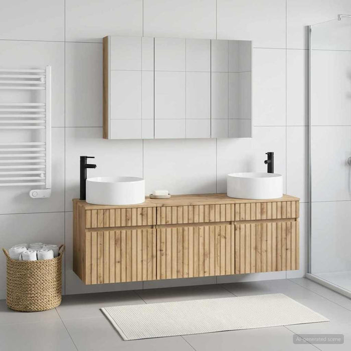 Set dulap baie 4 buc. Stejar Artizanal Lemn prelucrat WALTI