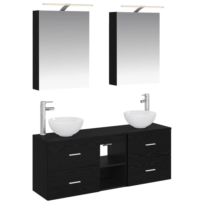 Set dulap baie 5 pcs Stejar Negru 50 x 14,5 x 70 cm WALTI