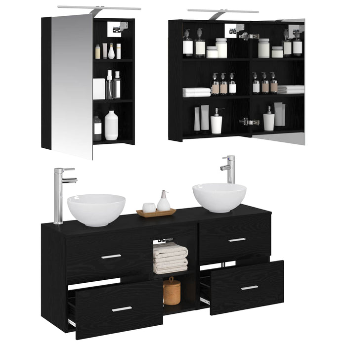 Set dulap baie 5 pcs Stejar Negru 50 x 14,5 x 70 cm WALTI
