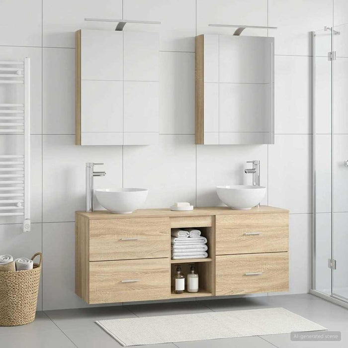 Set dulap baie 5 pcs Stejar Sonoma 50 x 14,5 x 70 cm WALTI