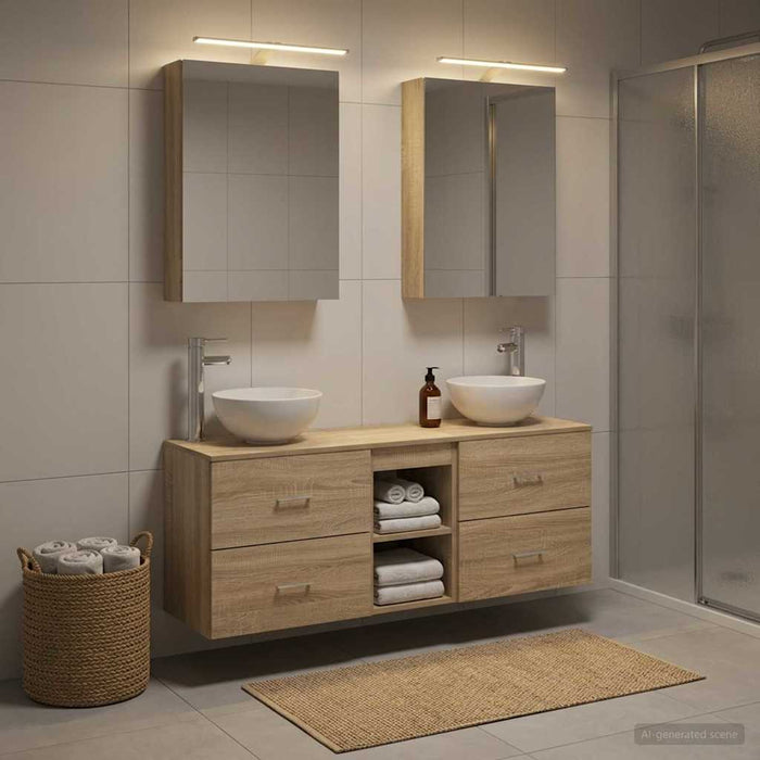 Set dulap baie 5 pcs Stejar Sonoma 50 x 14,5 x 70 cm WALTI