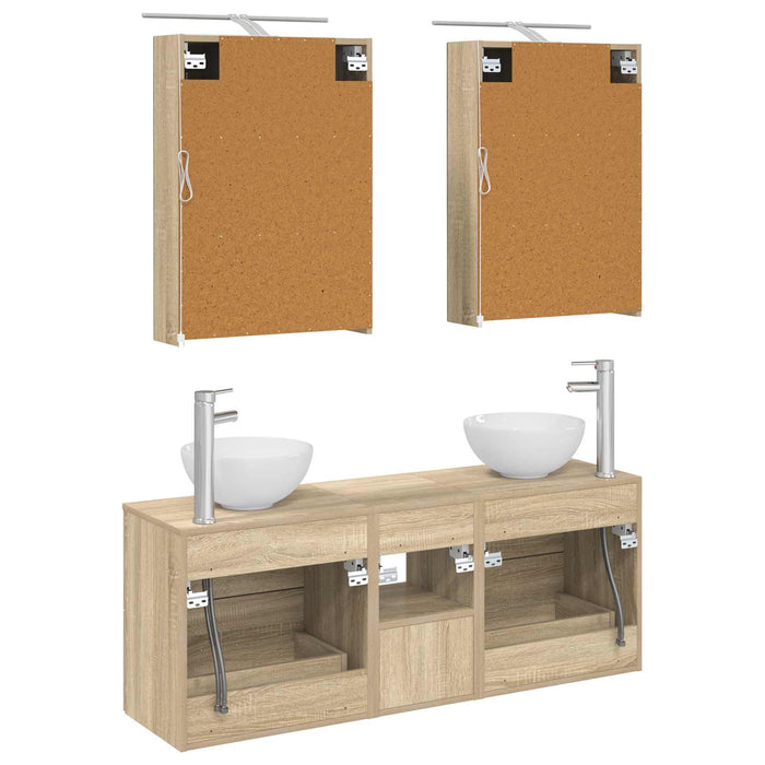 Set dulap baie 5 pcs Stejar Sonoma 50 x 14,5 x 70 cm WALTI