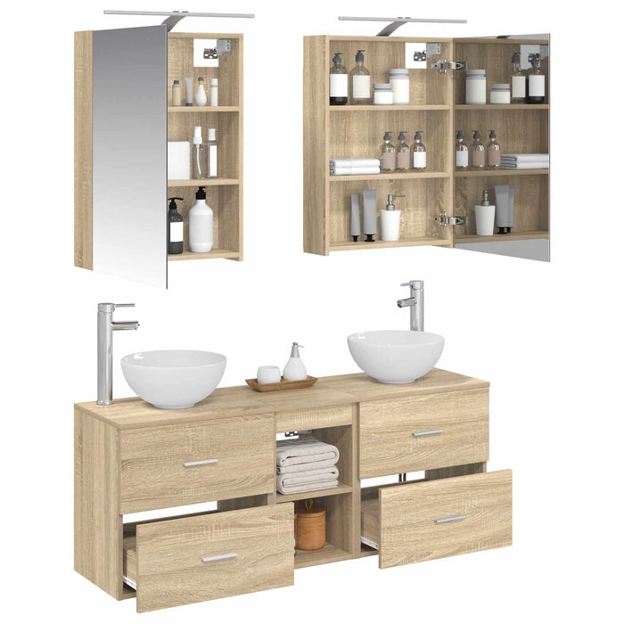 Set dulap baie 5 pcs Stejar Sonoma 50 x 14,5 x 70 cm WALTI