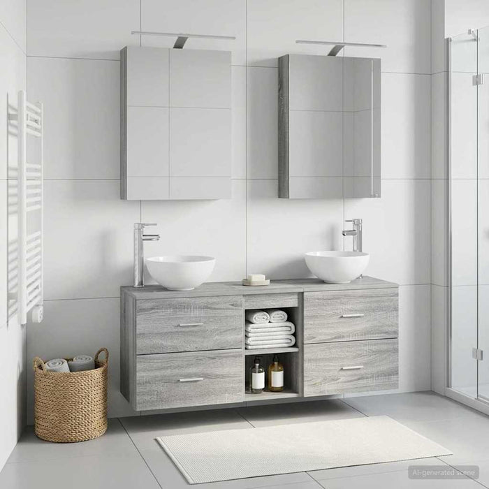 Set dulap baie 5 pcs Sonoma gri 50 x 14,5 x 70 cm WALTI