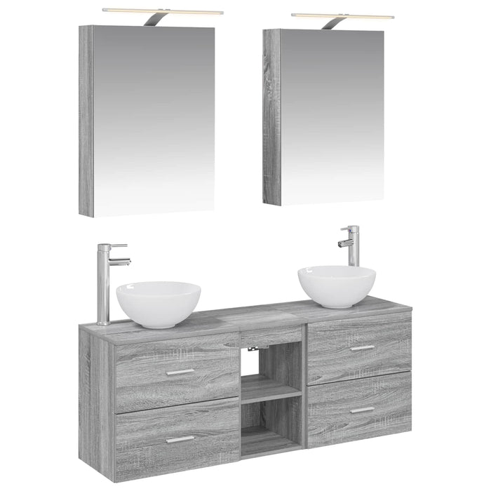 Set dulap baie 5 pcs Sonoma gri 50 x 14,5 x 70 cm WALTI