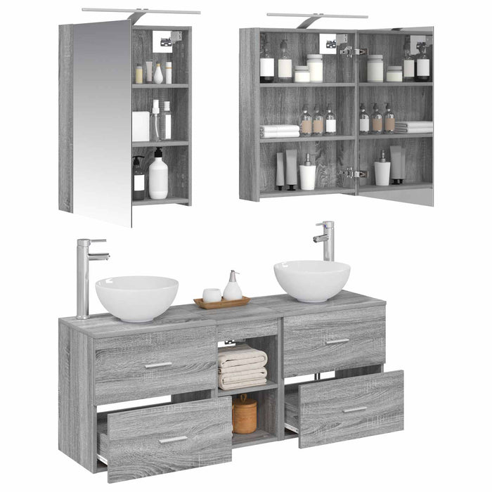 Set dulap baie 5 pcs Sonoma gri 50 x 14,5 x 70 cm WALTI