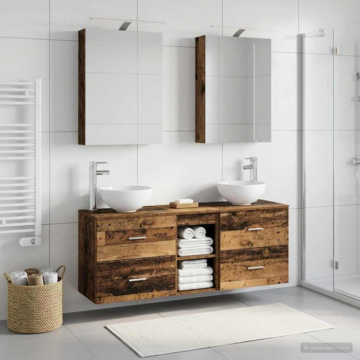 Set dulap baie 5 pcs Lemn vechi 50 x 14,5 x 70 cm WALTI