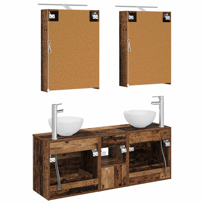 Set dulap baie 5 pcs Lemn vechi 50 x 14,5 x 70 cm WALTI