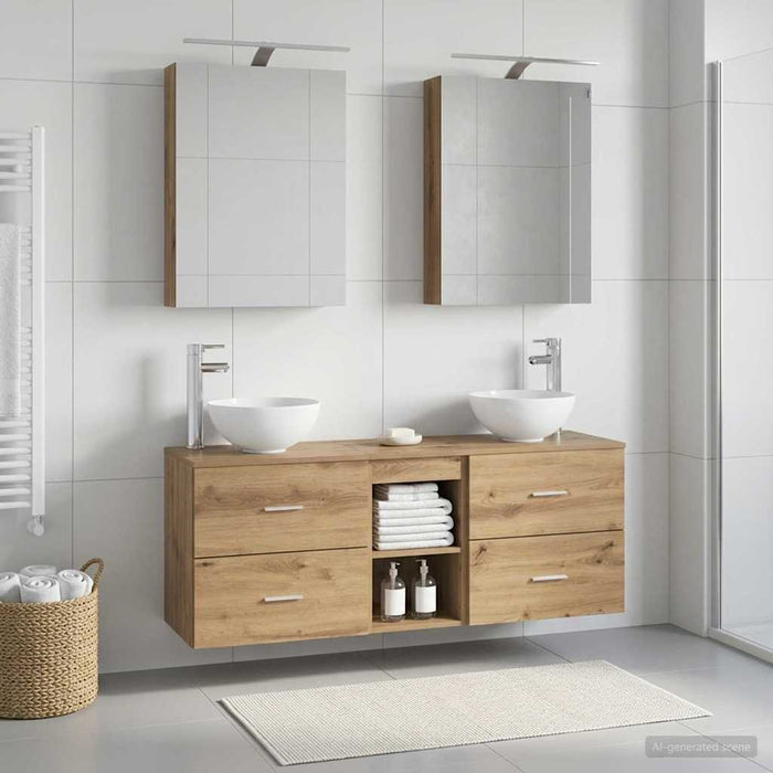 Set dulap baie 5 pcs Stejar Artizanal 50 x 14,5 x 70 cm WALTI